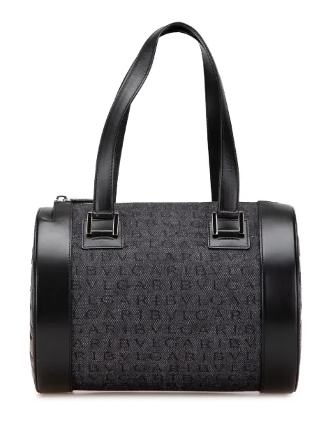 Bvlgari Pre-Owned bolsa de mano Logomania Cylinder de mezclilla 1990-2024