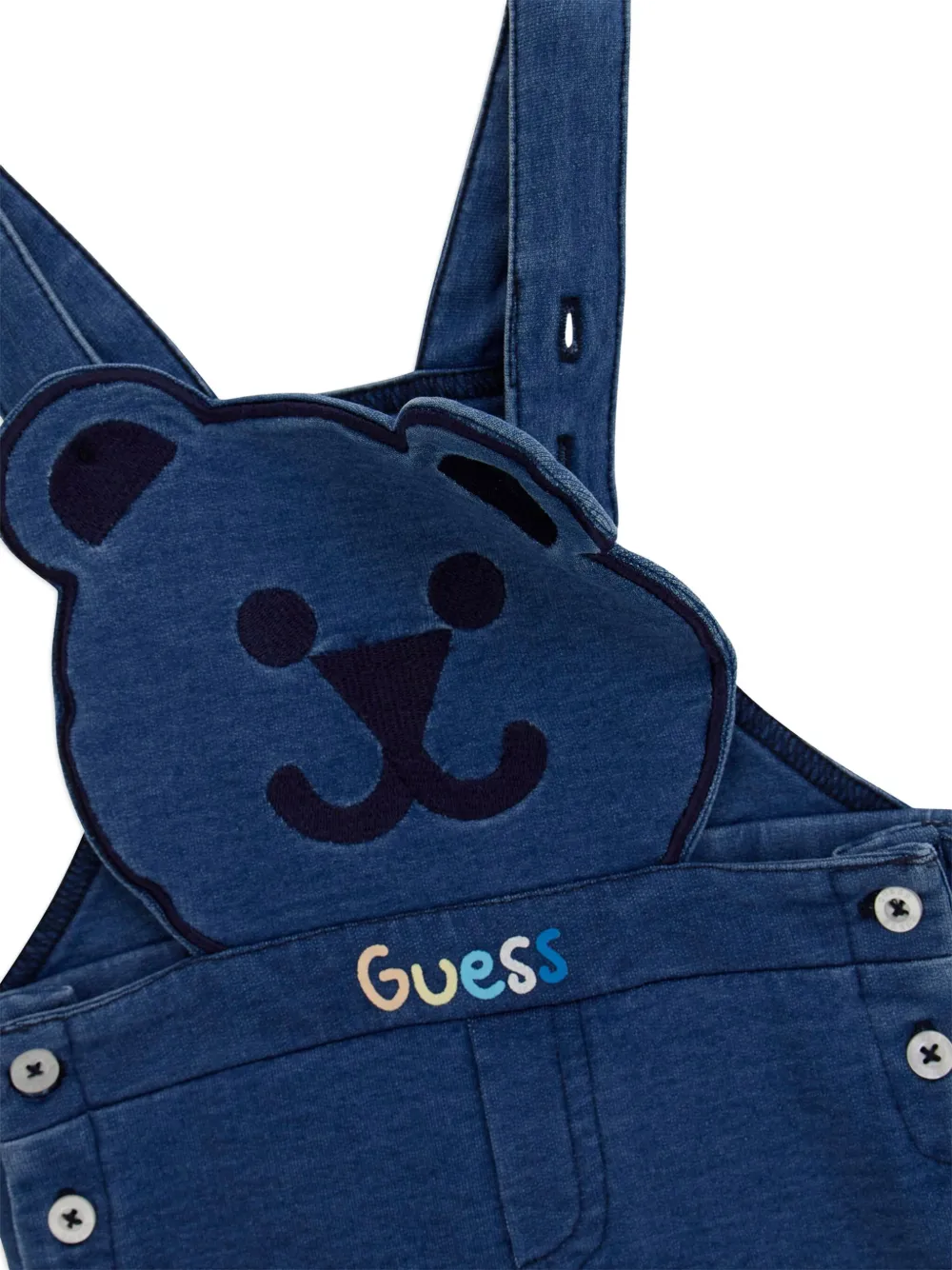 guess kids Spijkertuinbroek met beerapplicatie Blauw