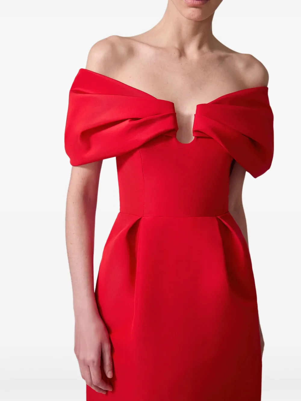 Carolina Herrera Off-shoulder midi-jurk Rood