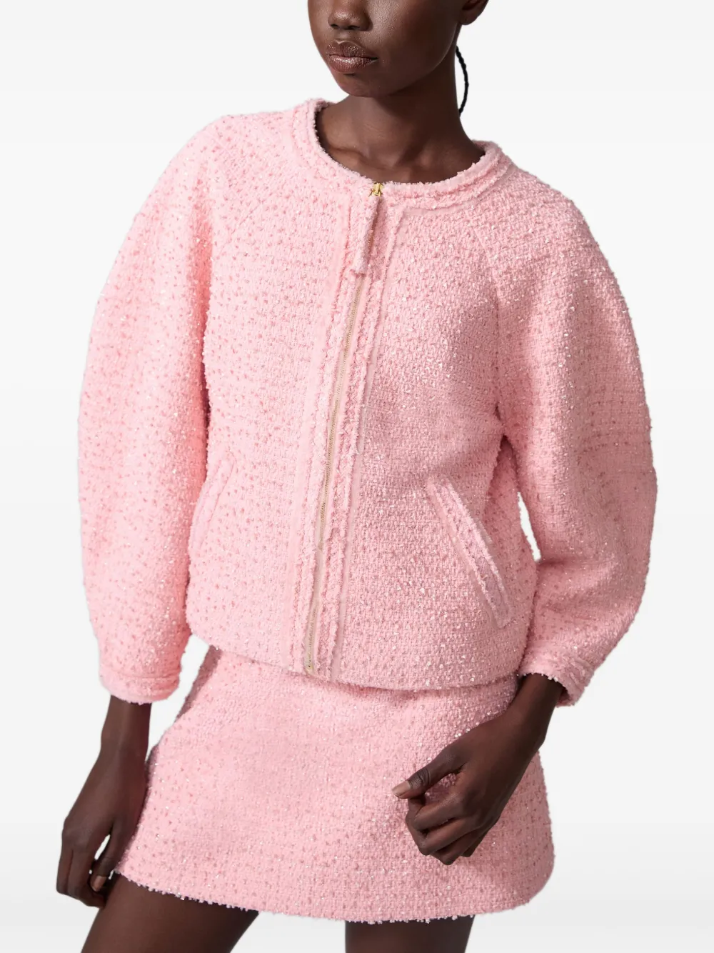 Carolina Herrera Tweed mini-rok Roze