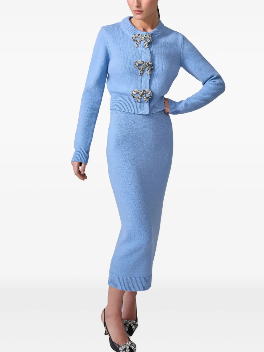 Carolina Herrera Gebreide kokerrok Blauw