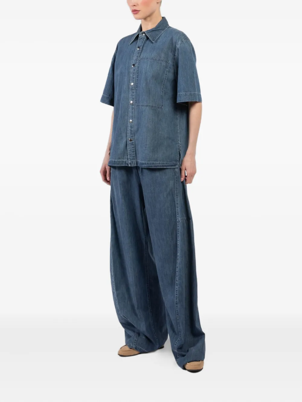Tibi Denim blouse met korte mouwen - Blauw