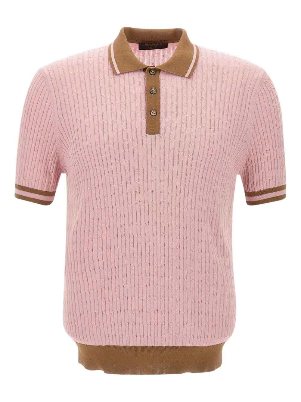 Gran Sasso cable-knit polo shirt | Pink | Image 1