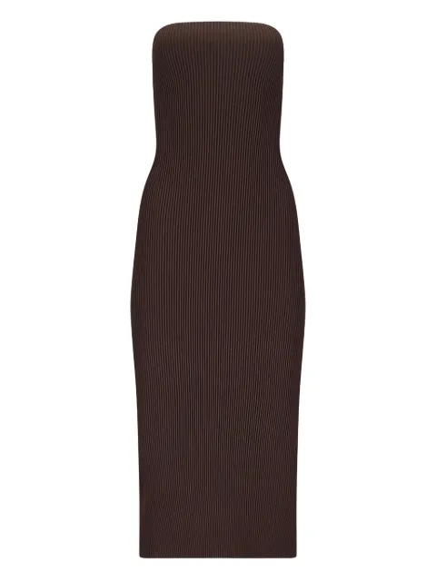 Max Mara vestido midi de canalé con diseño strapless