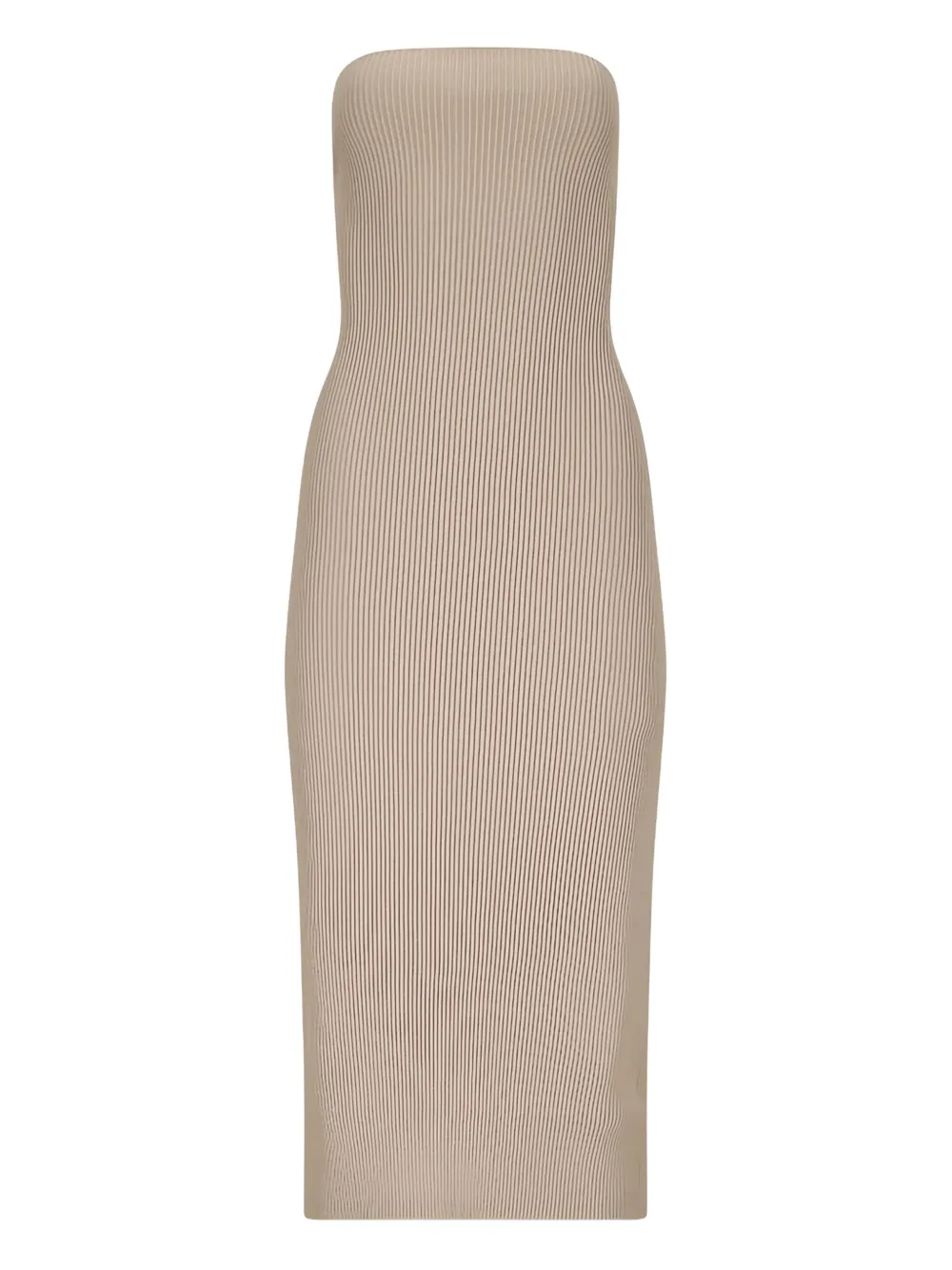Max Mara ribbed strapless midi dress Beige