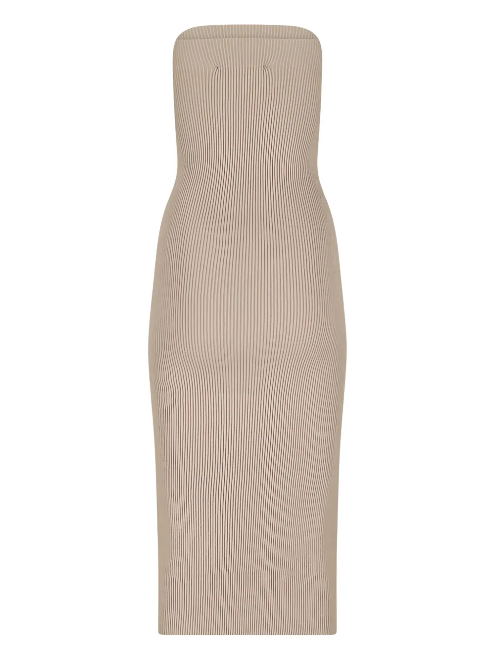 Max Mara ribbed strapless midi dress Beige