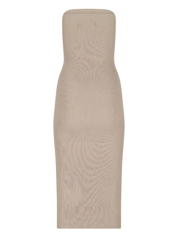 Max Mara Ribbed Strapless Midi Dress | Neutrals | FARFETCH ID