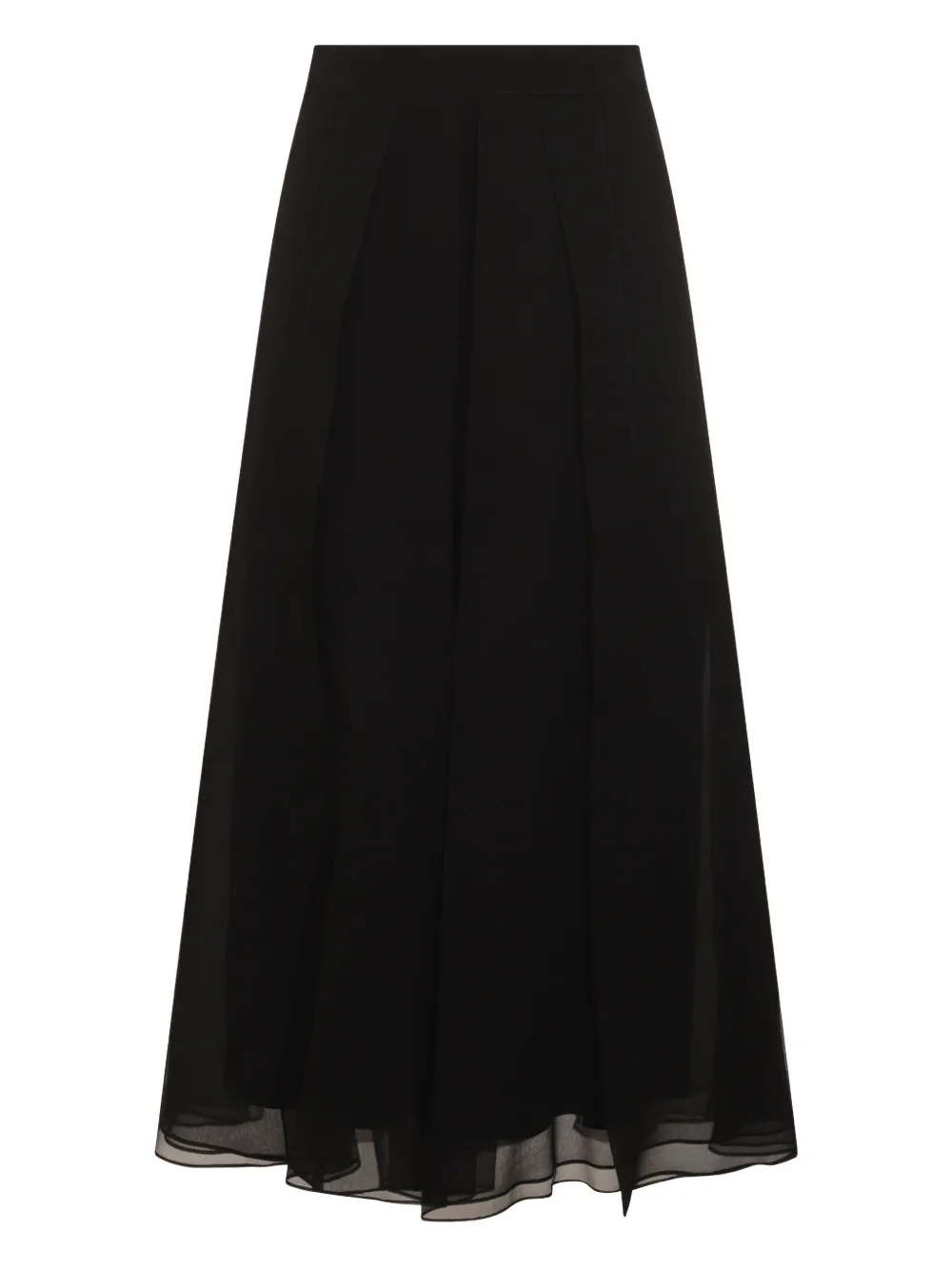 Brunello Cucinelli High Waist Pleated Skirt With Sheer Overlay