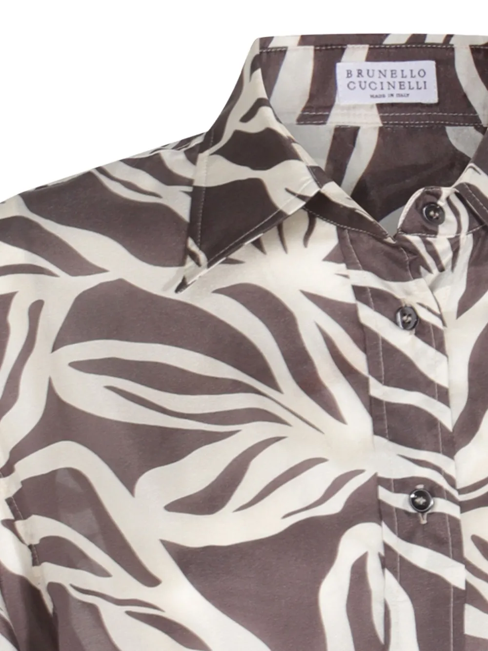 Brunello Cucinelli Shirt met bloemenprint Bruin