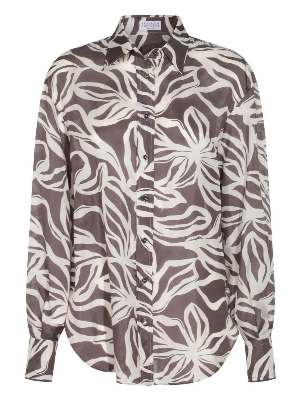 Brunello Cucinelli Shirt met bloemenprint Bruin
