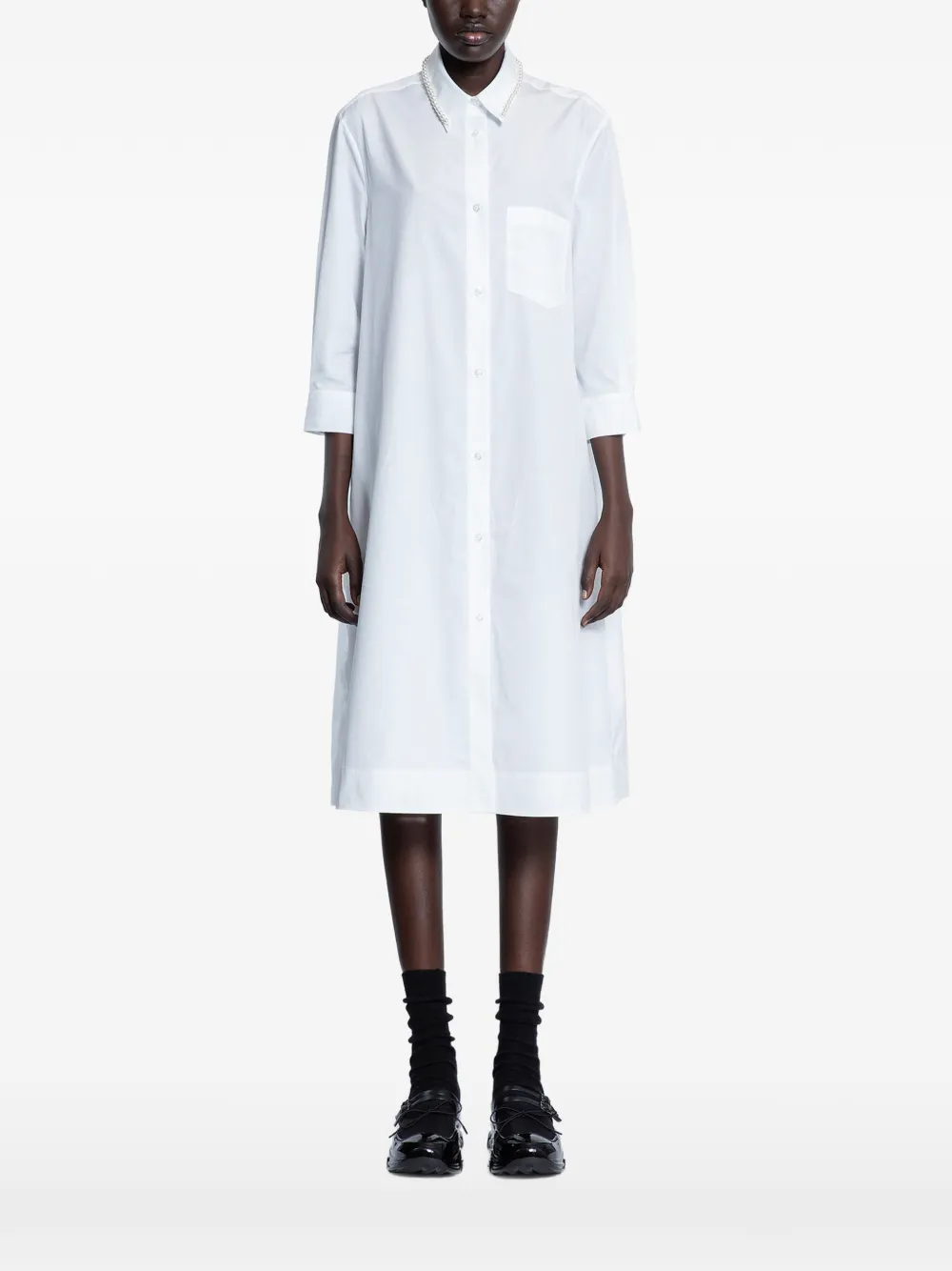 Simone Rocha Button-placket Shirt Dress In White
