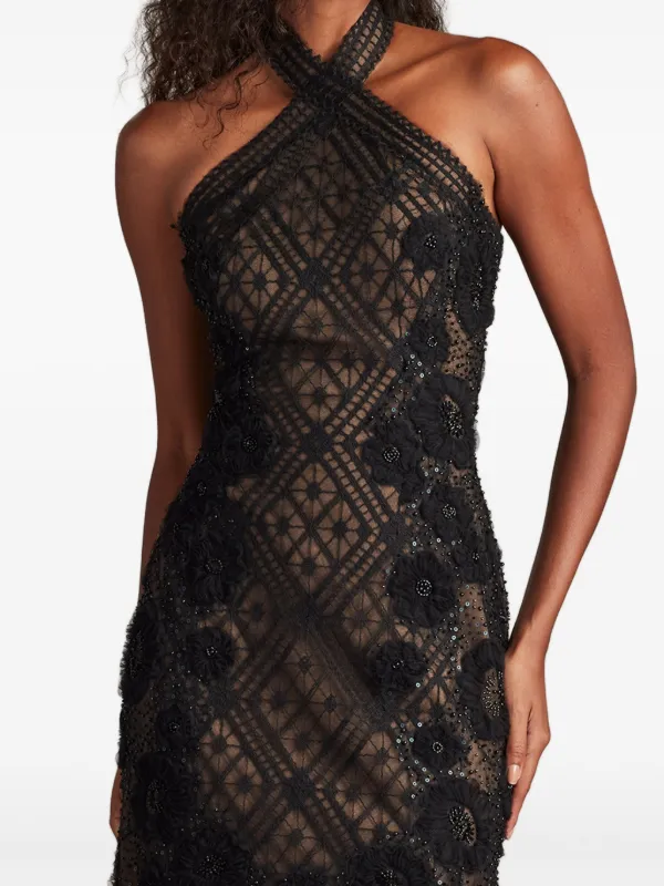 新品☆  TADASHI SHOJI サイズM ブラック　(181) Lace and Pintuck Jersey Gown | Tadashi Shoji
