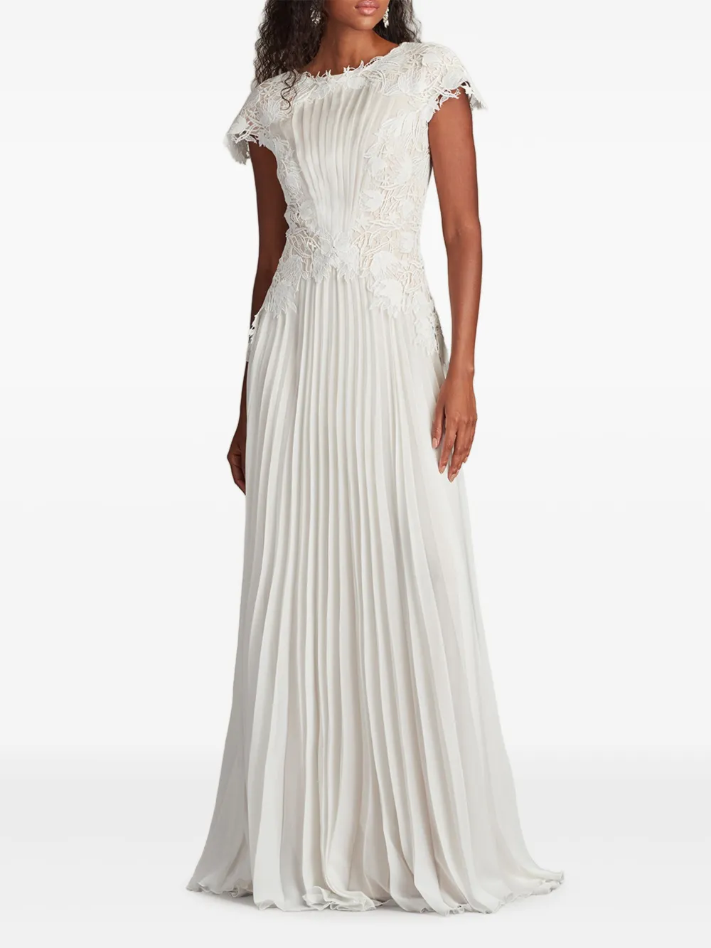 Tadashi Shoji Geplooide avondjurk met kant - Wit
