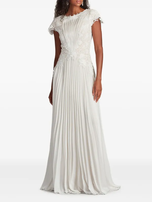Tadashi Shoji Pleated lace-embellished Gown White FARFETCH PH