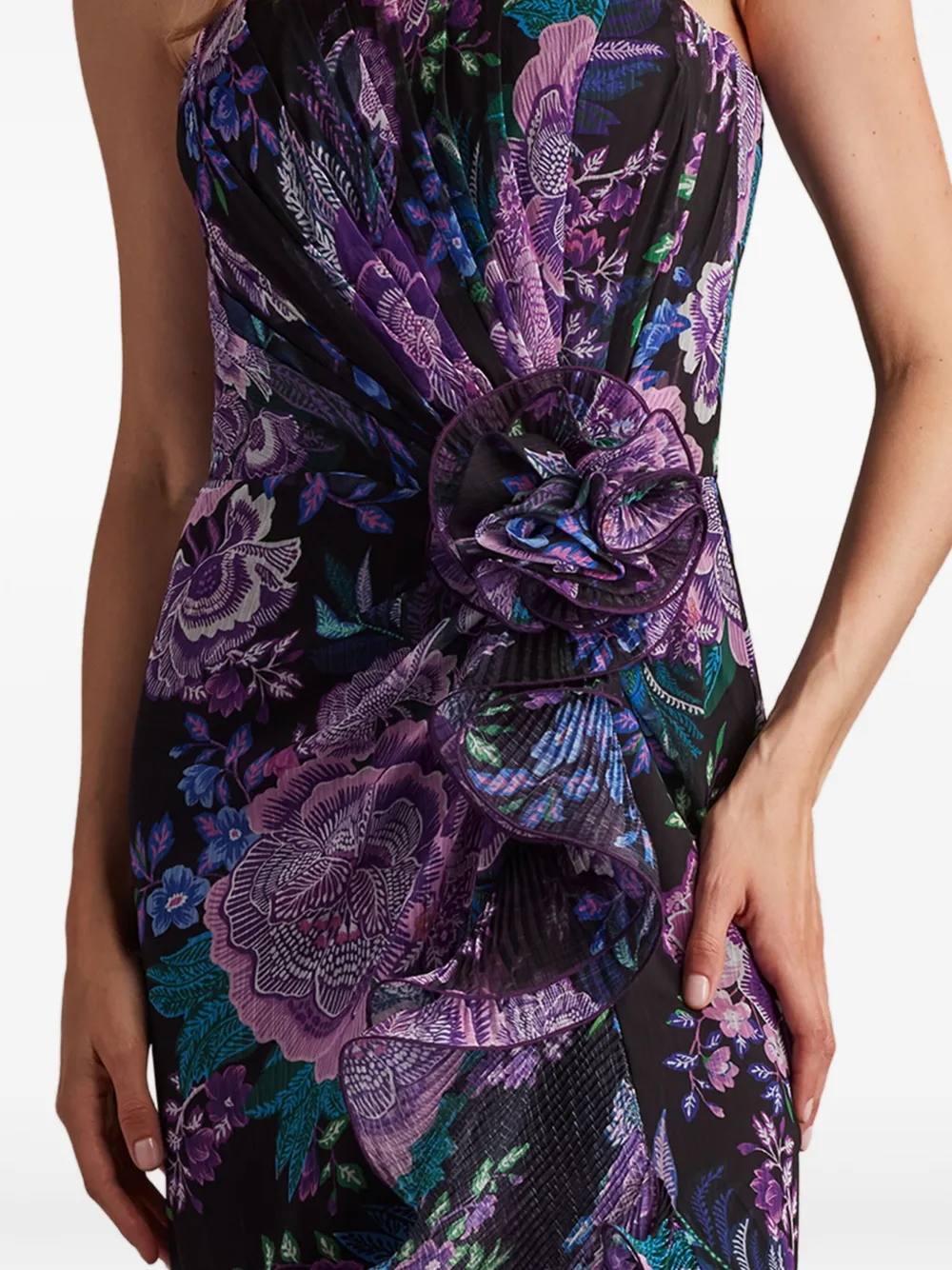 Tadashi Shoji Strapless avondjurk met bloemenprint Zwart