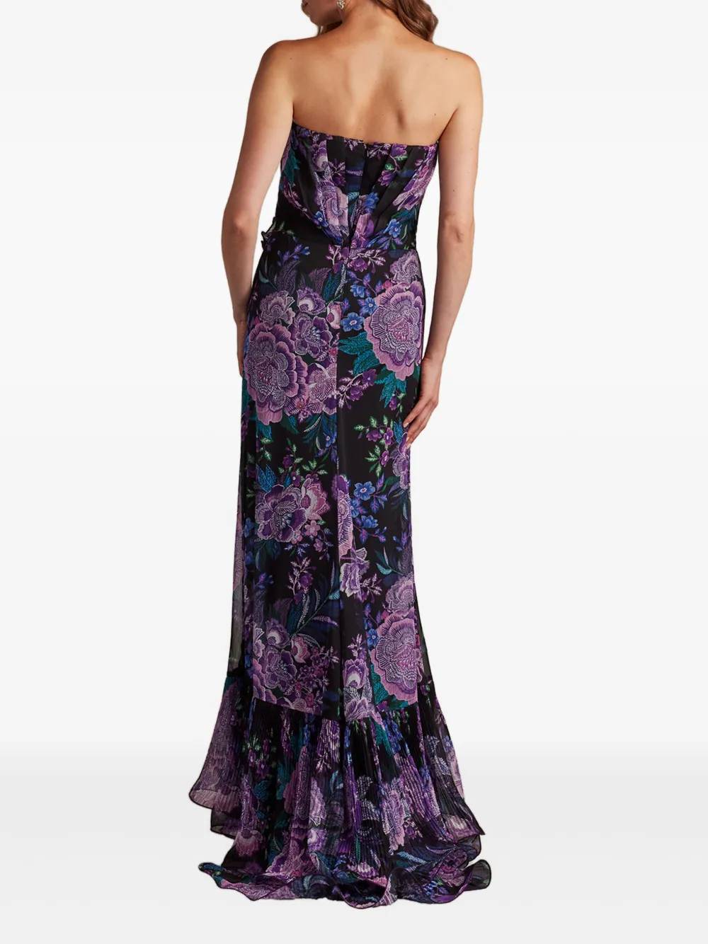 Tadashi Shoji Strapless avondjurk met bloemenprint Zwart