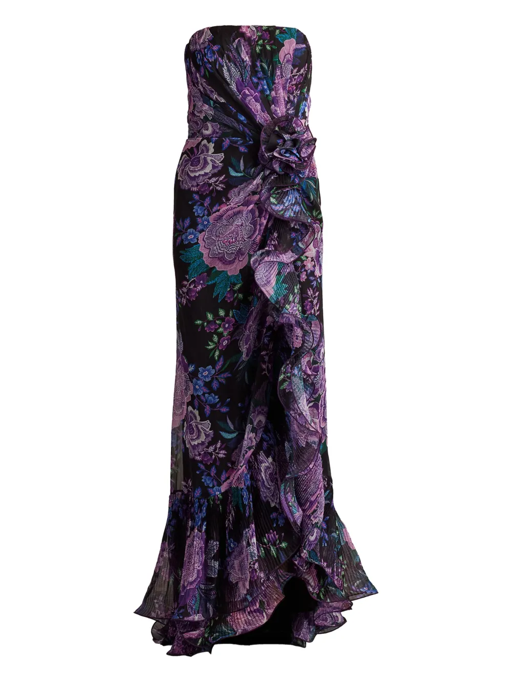 Tadashi Shoji Strapless avondjurk met bloemenprint Zwart