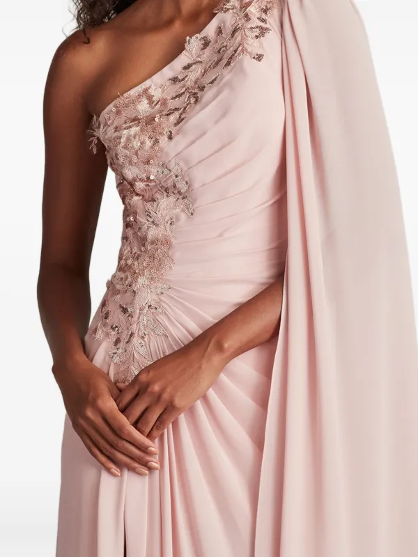 Tadashi Shoji Sonora Asymmetrical Draped Gown | Pink | FARFETCH