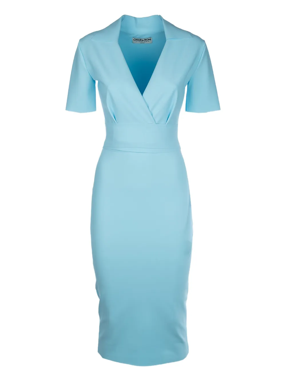 Chiara Boni La Petite Robe Shihi Short-sleeve Wrap Midi Dress In Blue