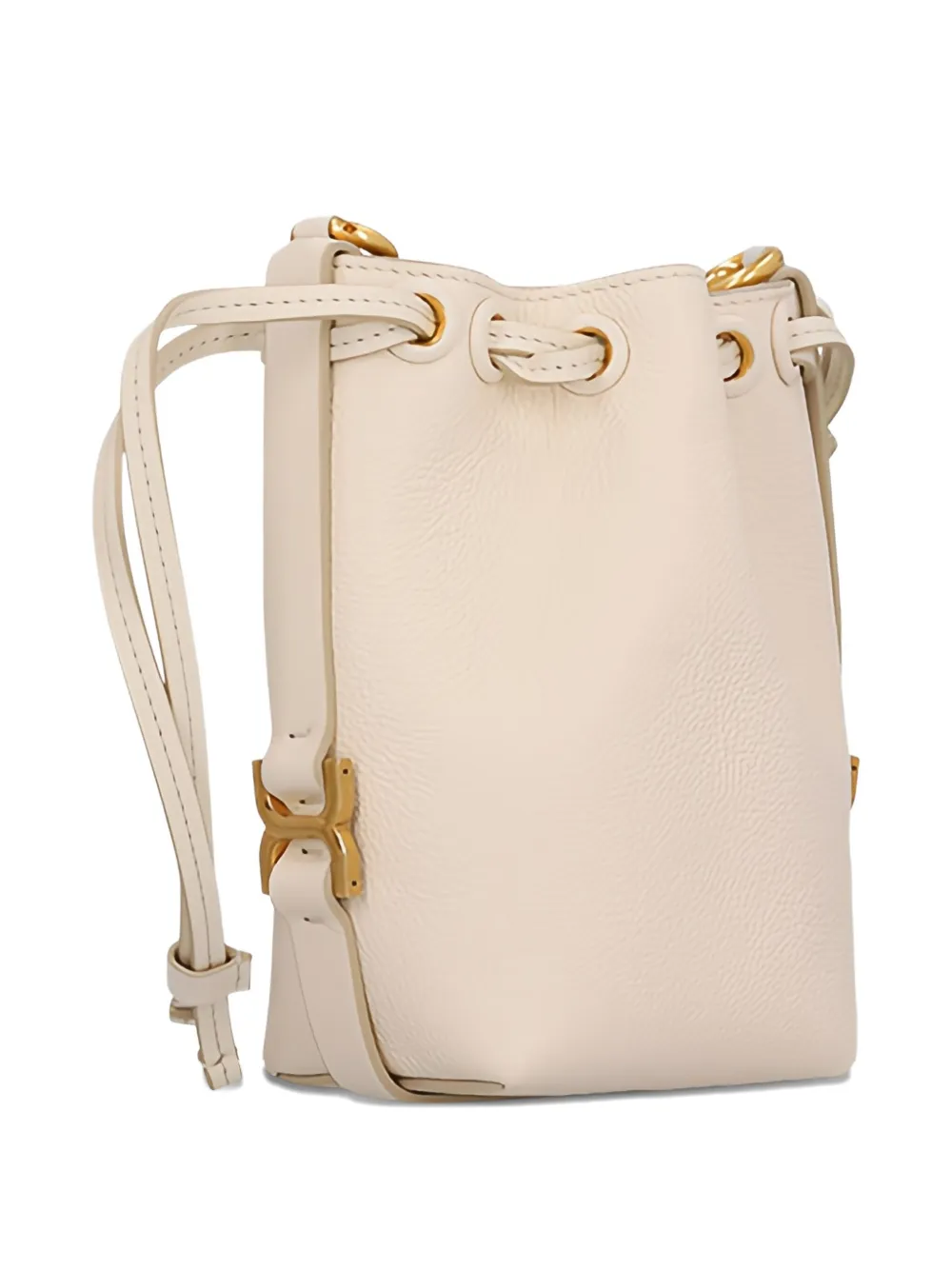 Chloé Drawstring Leather Bucket Bag In Neutral