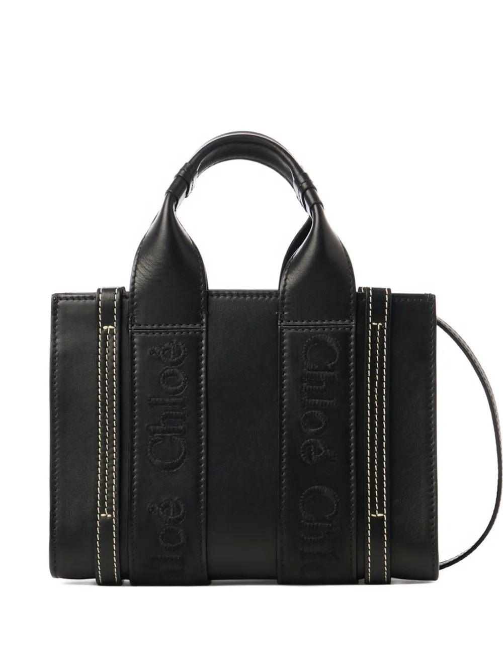 Chloé Logo-detail Leather Tote Bag In Black