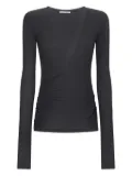 Destin long-sleeve draped top - Black