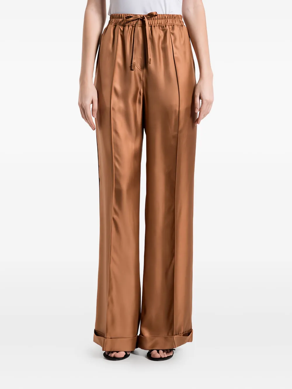 TOM FORD Zijden broek met trekkoord Bruin