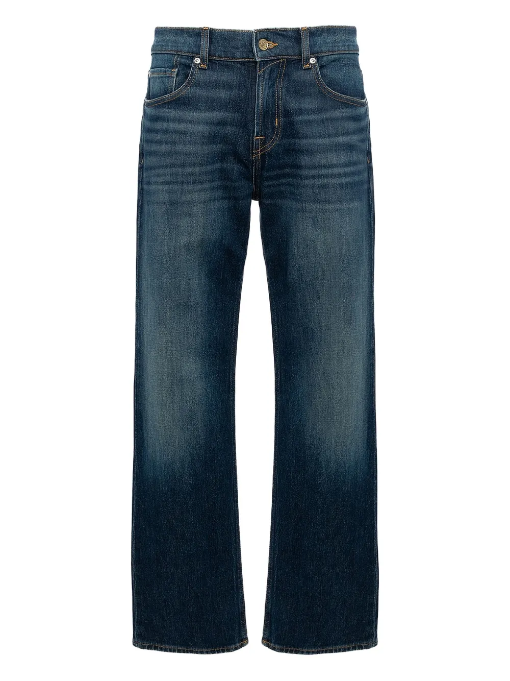 7 For All Mankind Straight-leg Cotton-blend Jeans In Blue