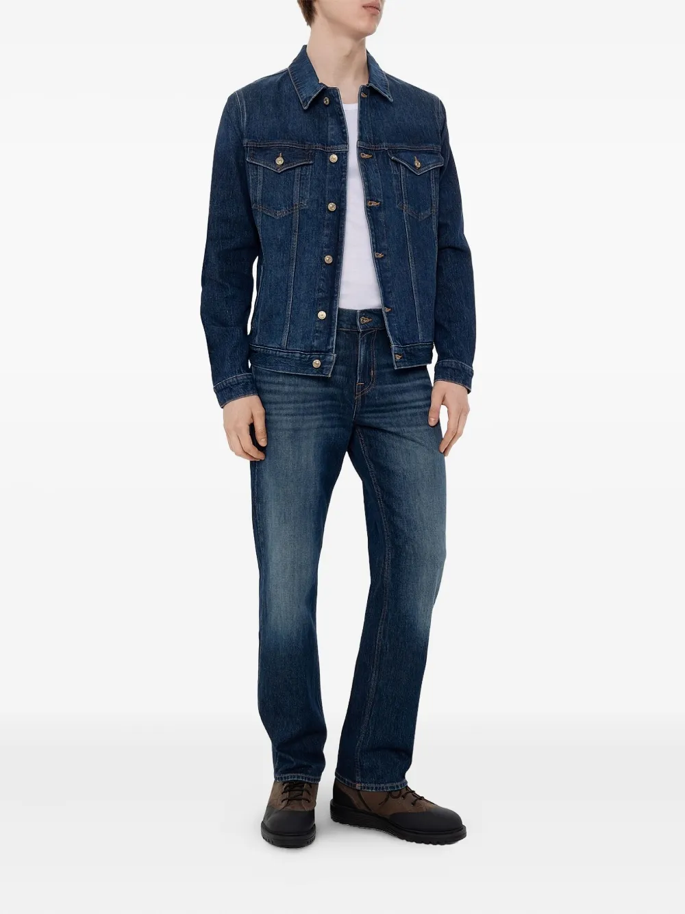 7 For All Mankind straight-leg cotton-blend jeans - Blauw