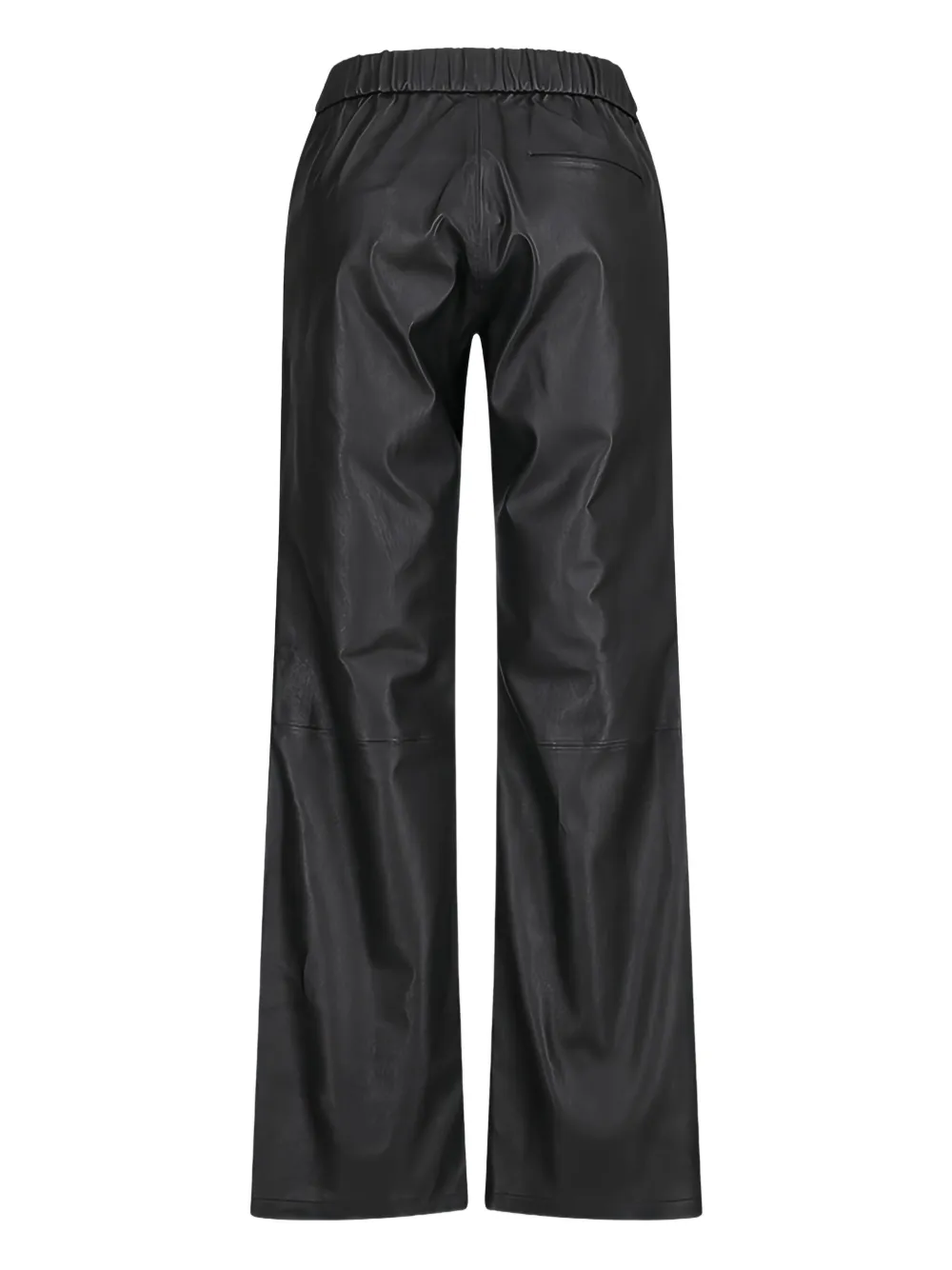Enes Leren broek met elastische taille - Zwart