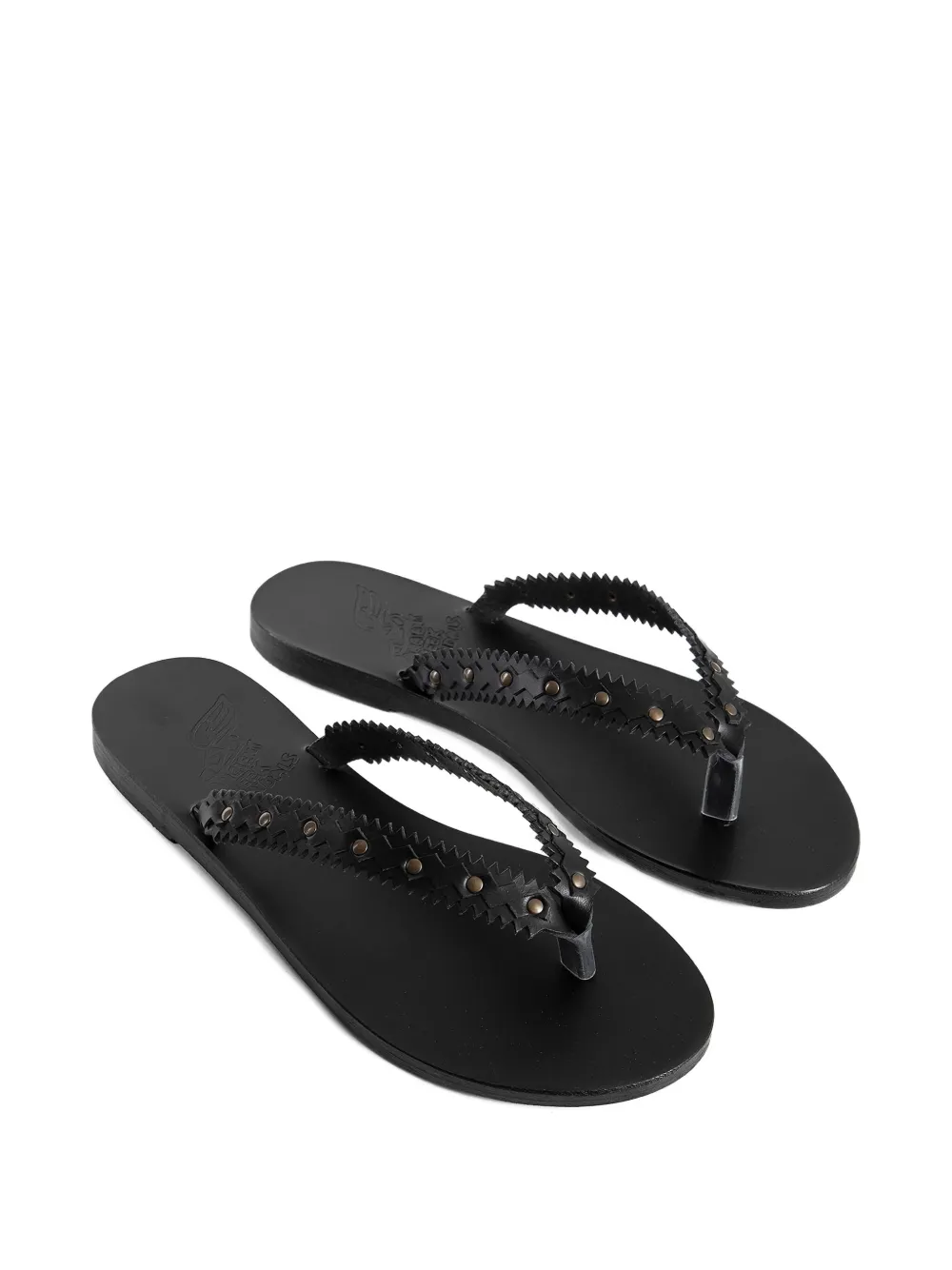 Ancient Greek Sandals Spatgi leren sandalen Zwart