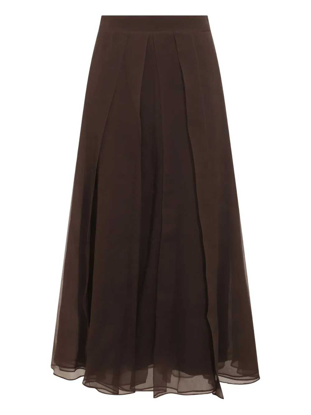 Brunello Cucinelli jupe en soie à coupe mi-longue | marron | Image 1