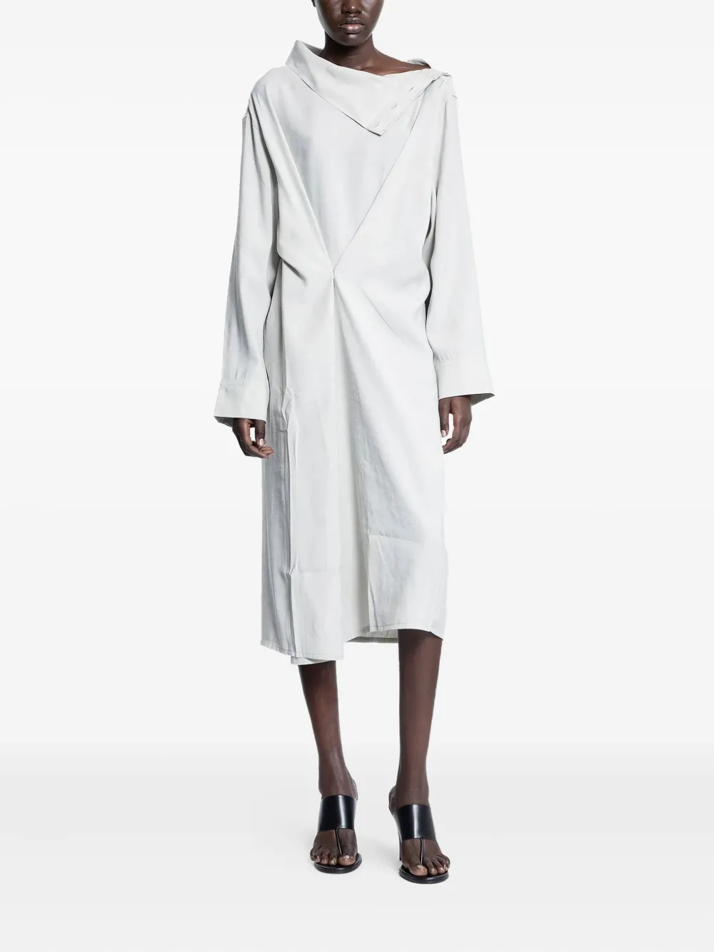 Studio Nicholson Leat High-neck Draped Dress In Multi