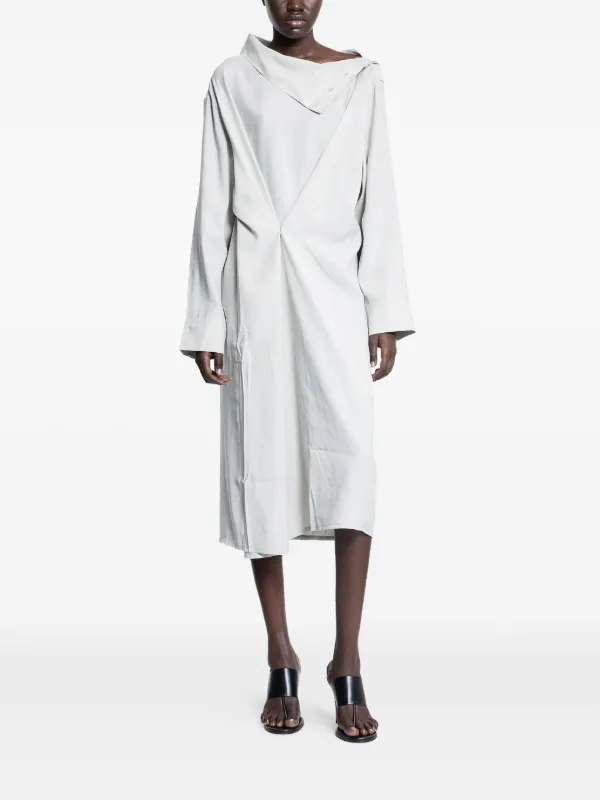 Studio Nicholson Leat High-neck Draped Dress in Grey