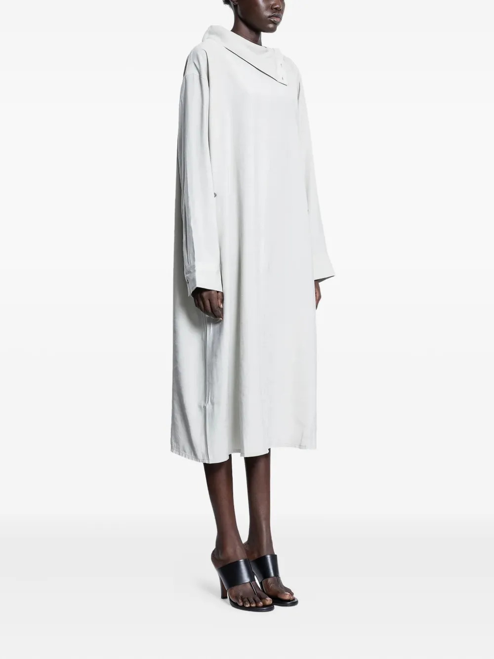 Studio Nicholson Leat gedrapeerde jurk met hoge hals Grijs