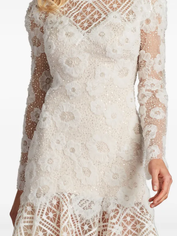 Tadashi Shoji Idly lace-embroidered Flared Dress | White | FARFETCH