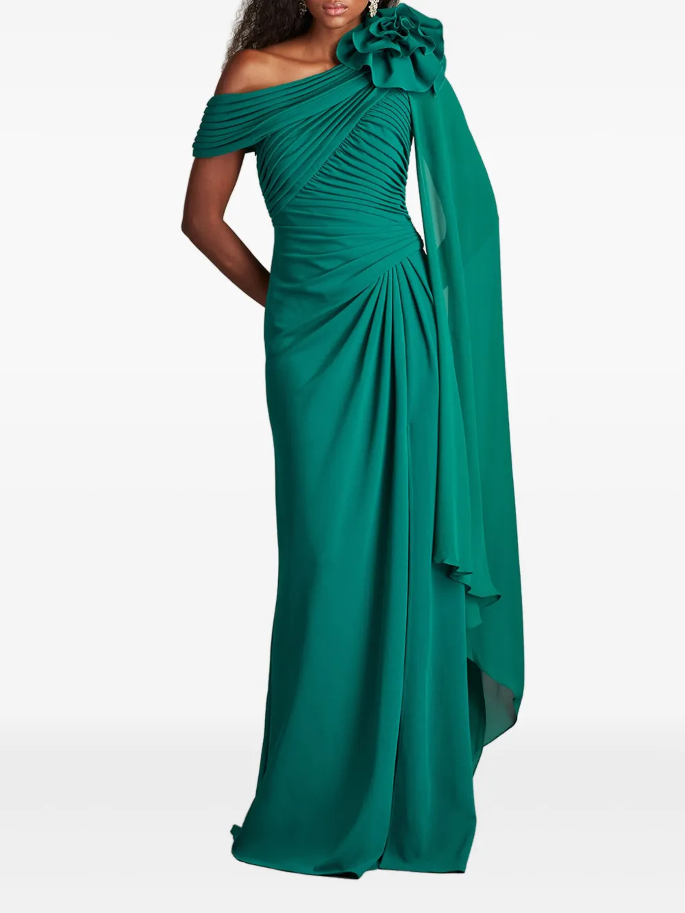 Tadashi Shoji Gedrapeerdee off-shoulder avondjurk - Groen