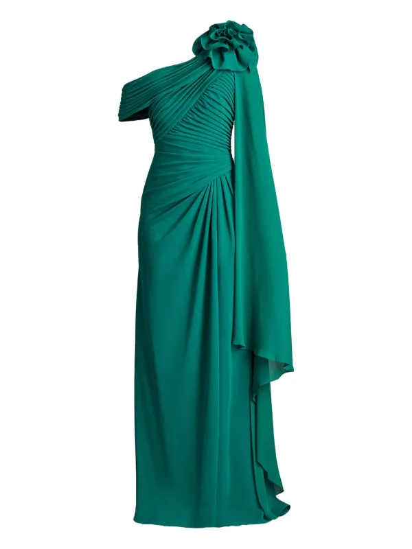 Tadashi Shoji Kamari Draped off-shoulder Gown Green