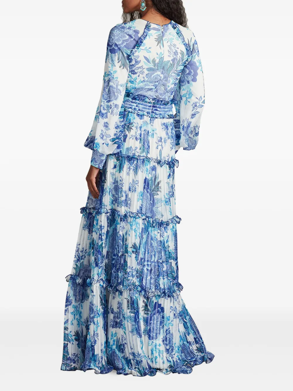 Tadashi Shoji Gelaagde maxi-jurk met bloemenprint Blauw