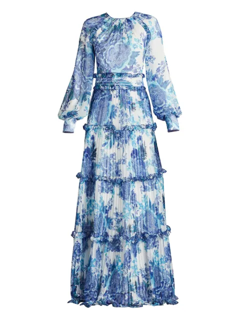 Tadashi Shoji Gelaagde maxi-jurk met bloemenprint