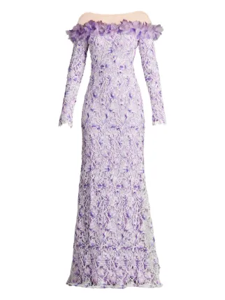 chinese dress ladies Tadashi Shoji Sagamore Ribbon Flower Embellished Gown main image 0