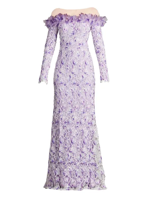 Tadashi Shoji Liora off-shoulder floral-lace gown