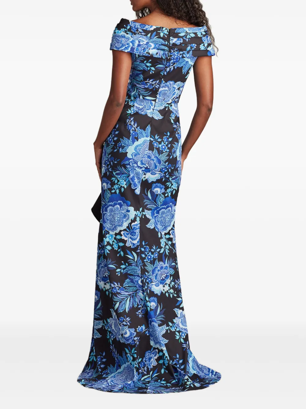 Tadashi Shoji Off-shoulder avondjurk met bloemenprint Zwart