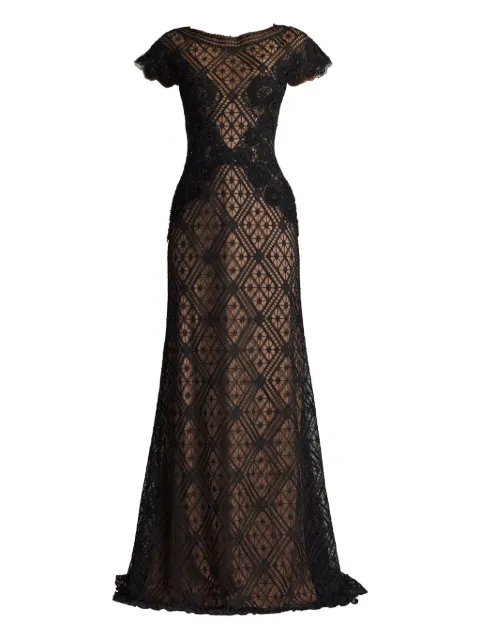 Tadashi Shoji vestido de fiesta con panel de encaje
