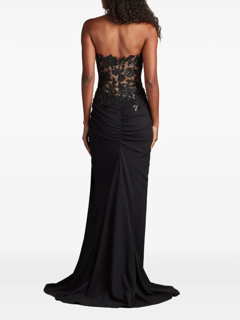 Tadashi Shoji Strapless avondjurk met borduurwerk Zwart