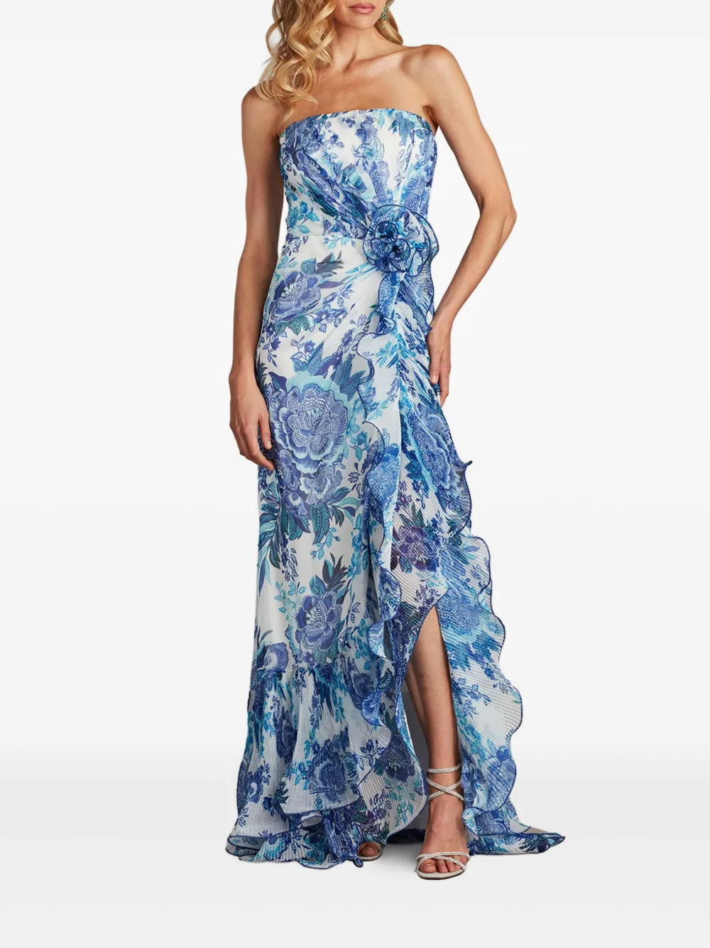 Tadashi Shoji Strapless avondjurk met bloemenprint - Wit