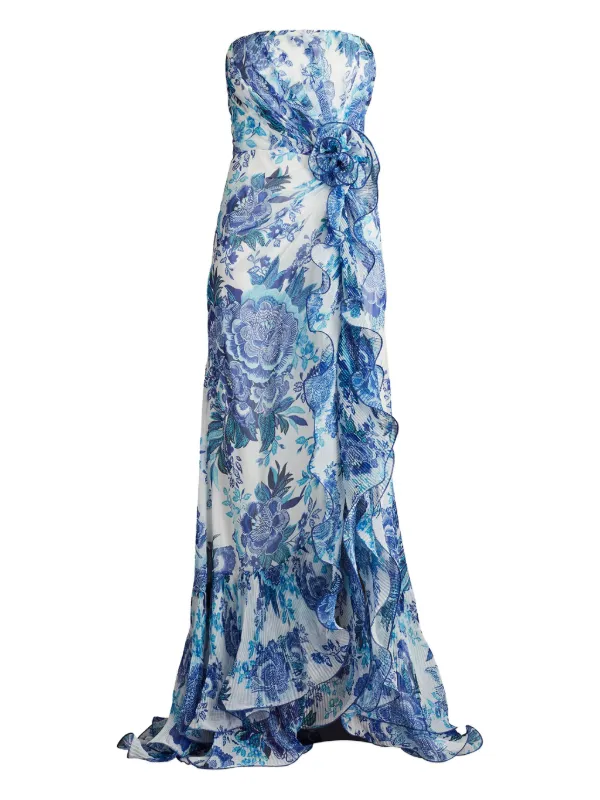 【TADASHI SHOJI】MORWENNA フローラル ラッフル ドレス Morwenna Floral Print Ruffle Gown | Tadashi Shoji