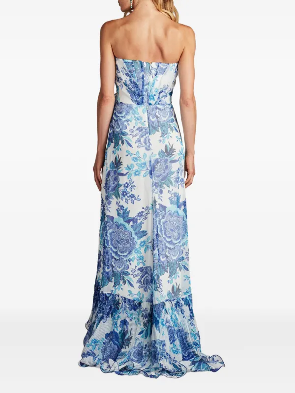 Tadashi Shoji Morwenna floral-printed Strapless Gown | White