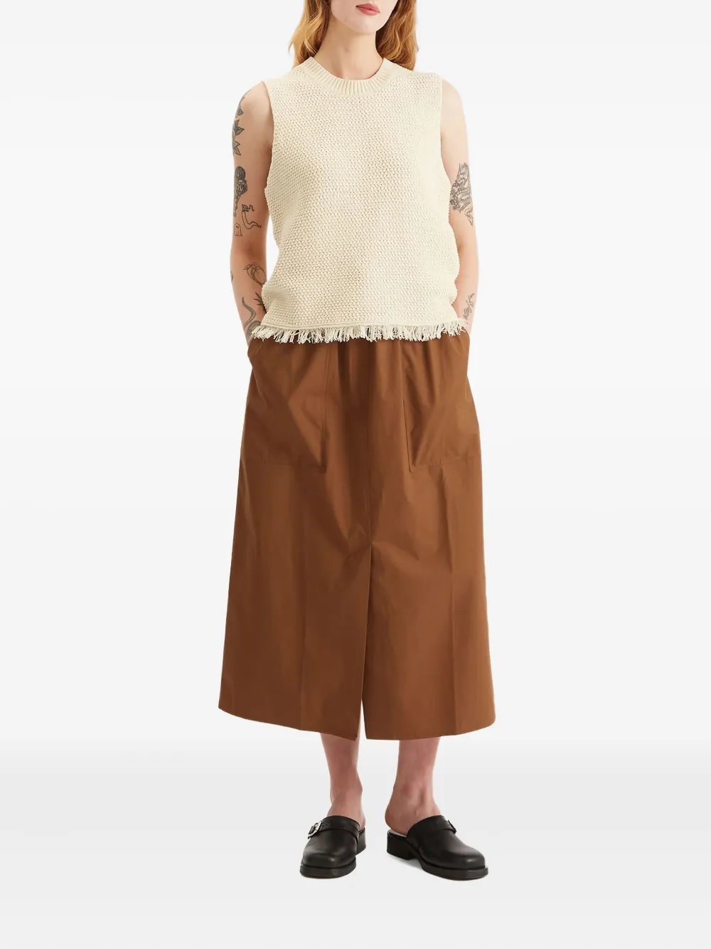 Studio Nicholson Rok met elastische taille en zijzak - Bruin