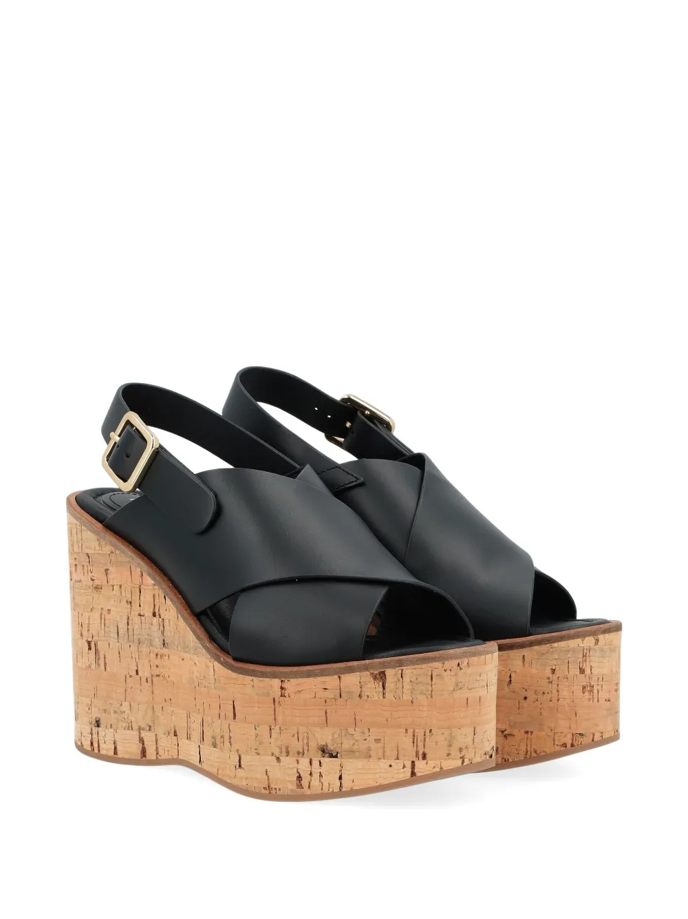 Paloma Barceló 110mm crossover slingback wedge sandals Black